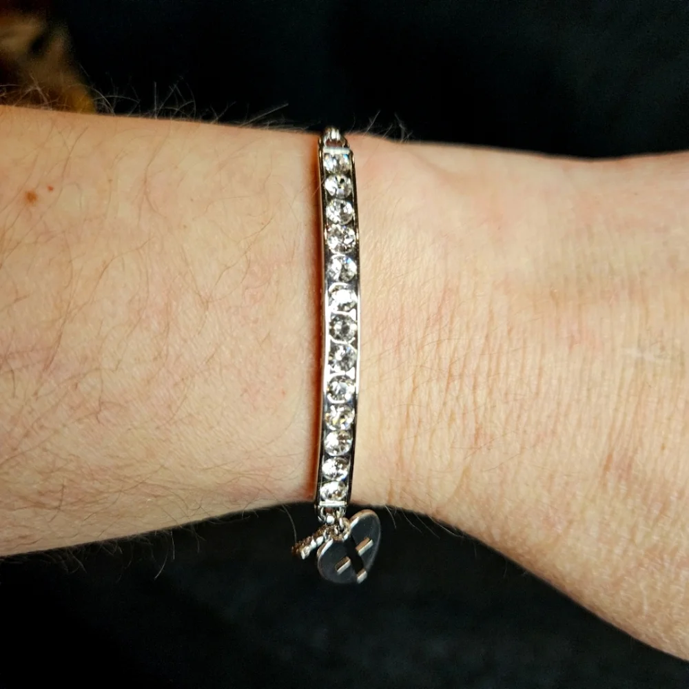 Brilliance Silver Plated Faith Swarovski Crystal Cross Heart Slider Bracelet